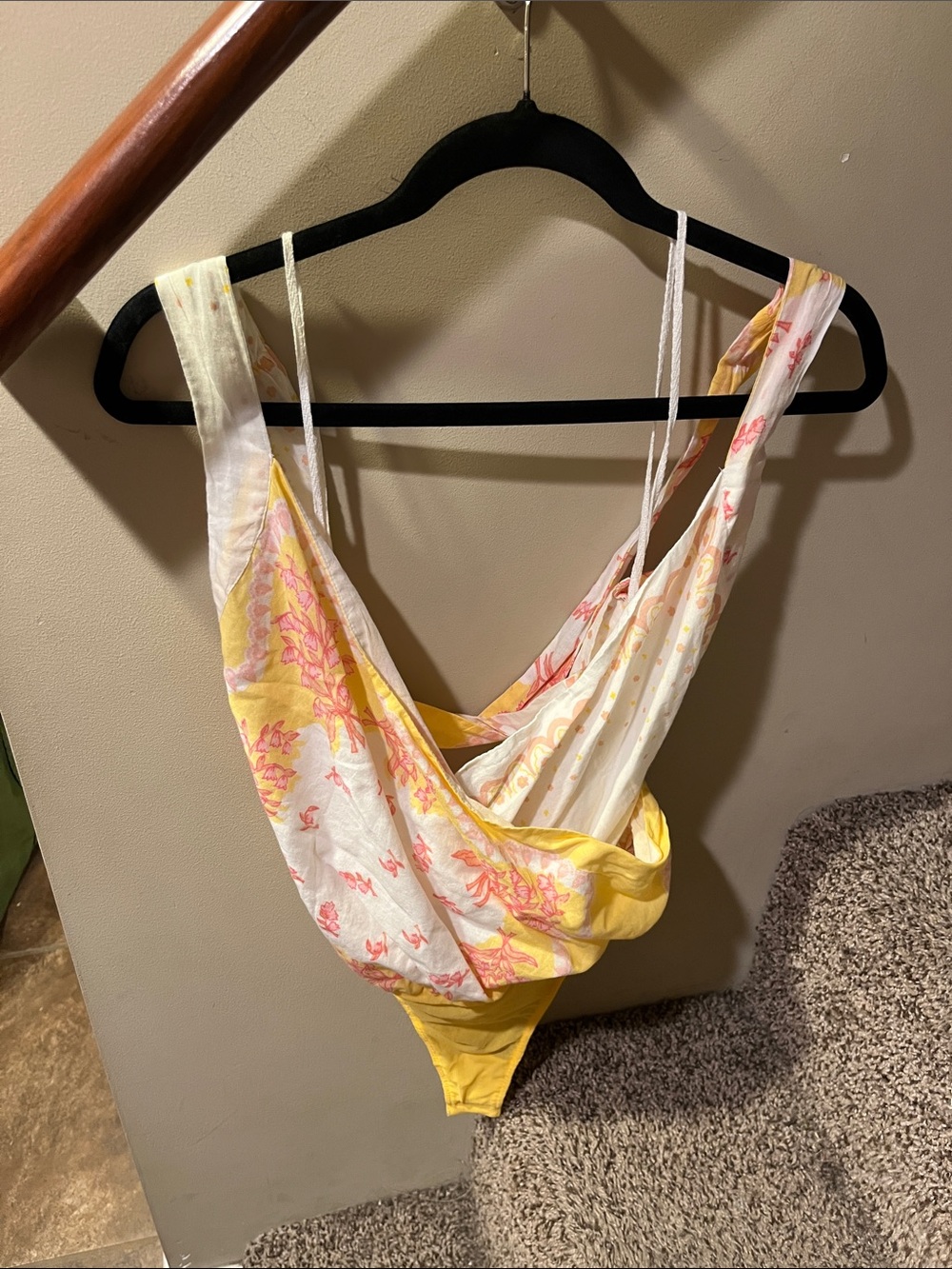 Free People White & Yellow Floral One-Piece Bodysuit